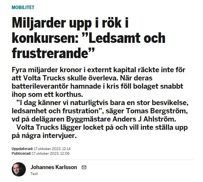 Volta Trucks, Batterileverantör & Hemligstämplade Avtal