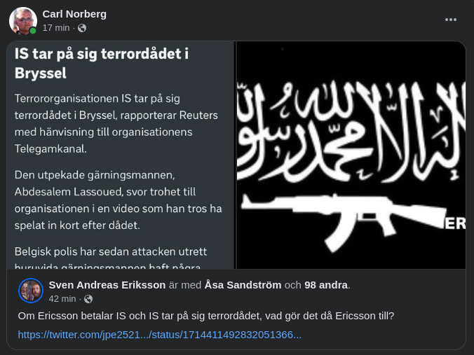 IS, Ericsson & Brysselterrordåd