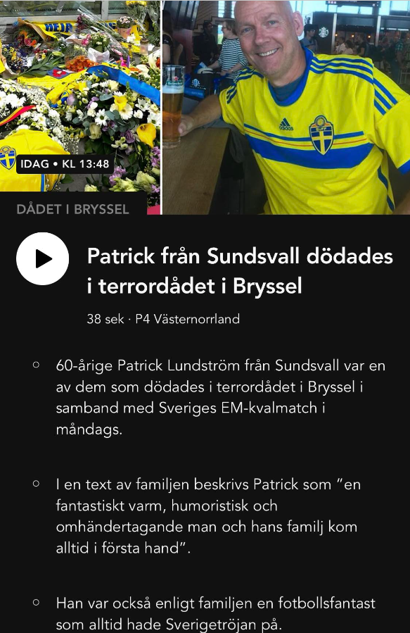 Schweizisk Sundsvallsbo IS-Dödad I Bryssel