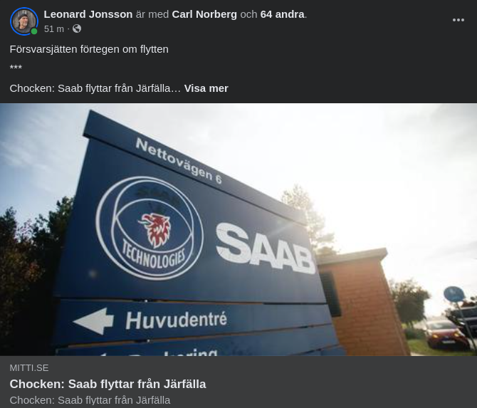 Hastig & Förtegen SAAB-Flytt Från Järfälla