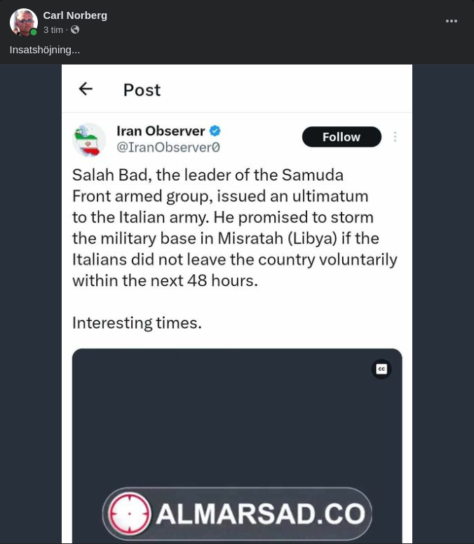 Insatshöjning I Libyen