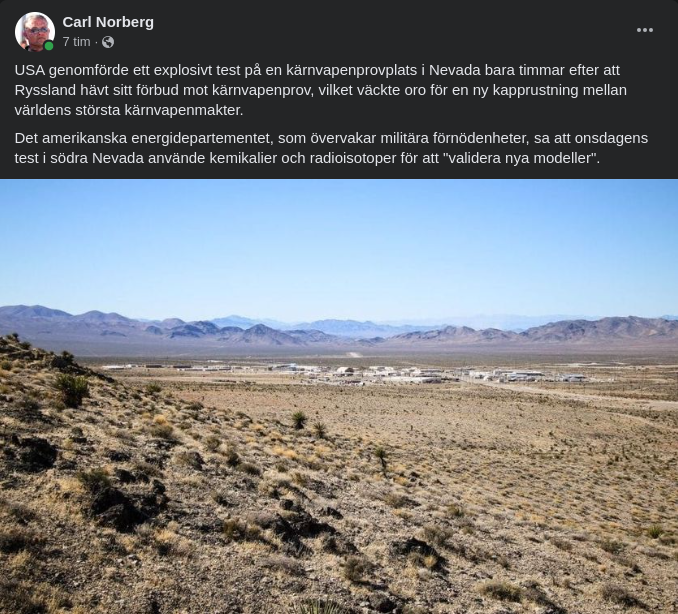 Test På Kärnvapenprovplats I Nevada