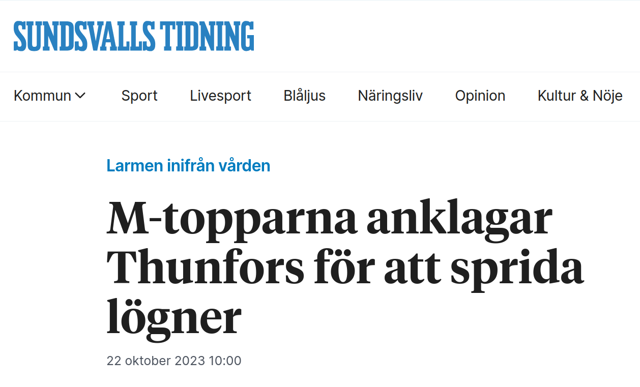 Politiska Ekonomilögnspridningsanklagelser I Region Västernorrland