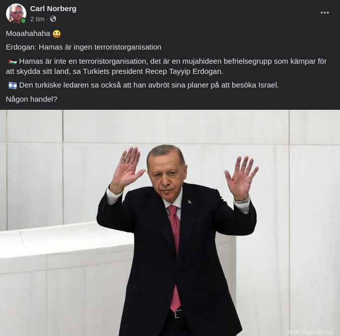 Erdoğan: Hamas Ingen Terroristgrupp