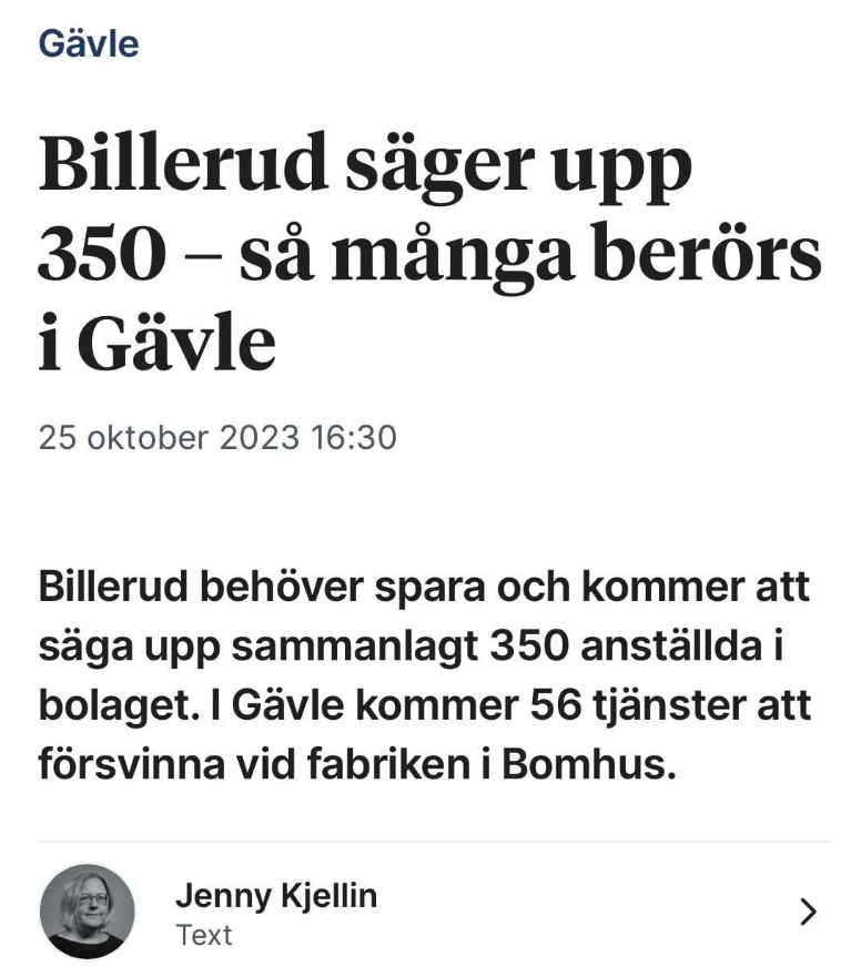 Billerud Säger Upp 350