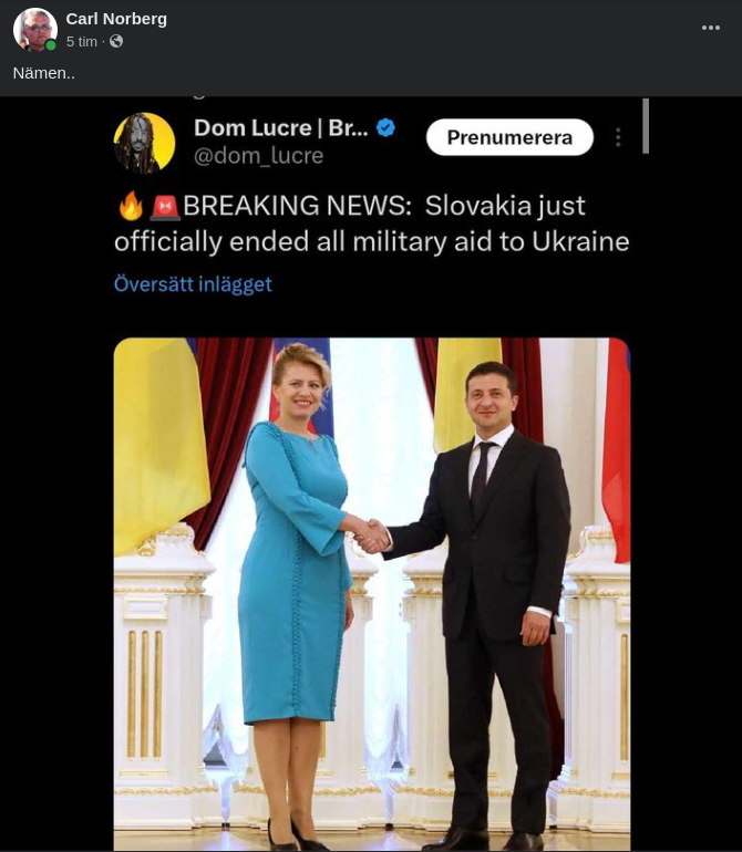 Ingen Mer Militär Hjälp Från Slovakien Till Ukraina