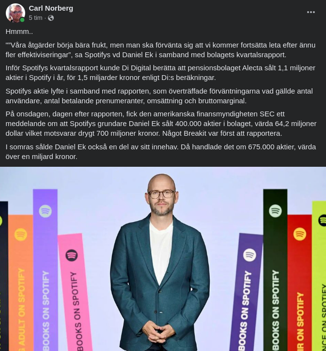 Sålda Spotify-Aktier