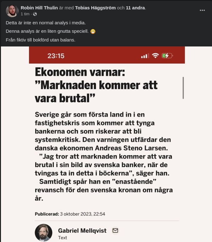 Systemkritisk Svensk Fastighetsmarknadskris