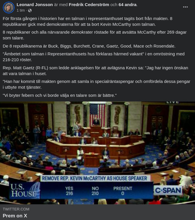 McCarthy Avsatt Som Talman