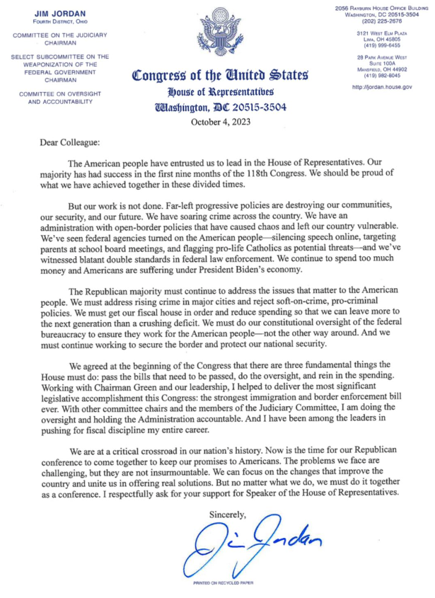 Kollegialt Jim Jordan Brev