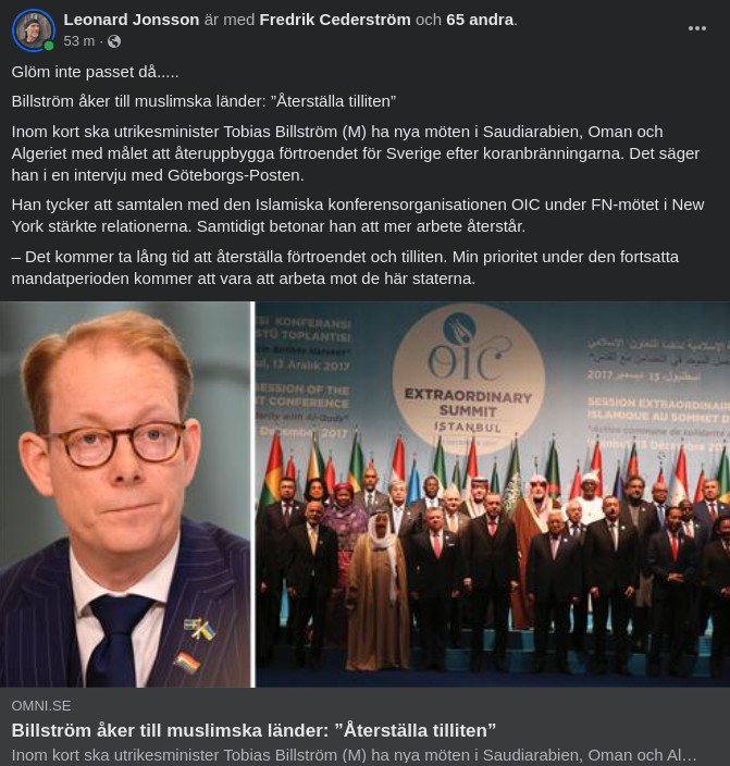 Billström Ska Fixa Muslimskt Förtroende & Tillit