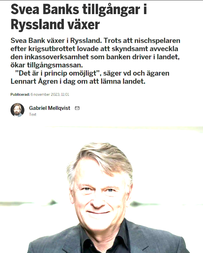 Tillgångsväxande Svea Bank I Ryssland