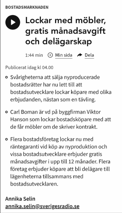 Bostadsrättslockelser..