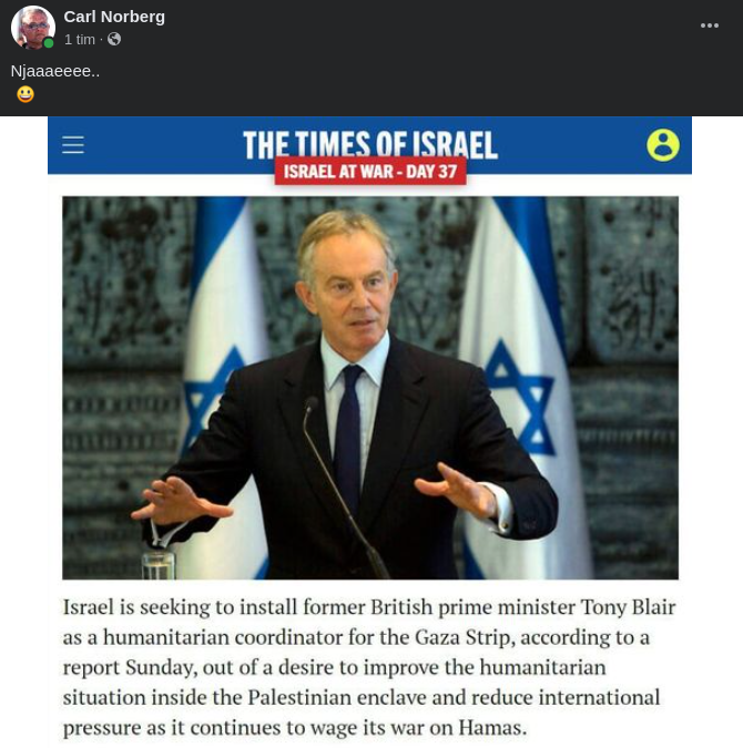 Blair Som Humanitär Koordinator För Gaza?..