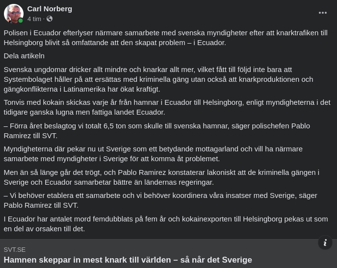 Knarksamarbetesönskan Från Ecuador Till Sverige