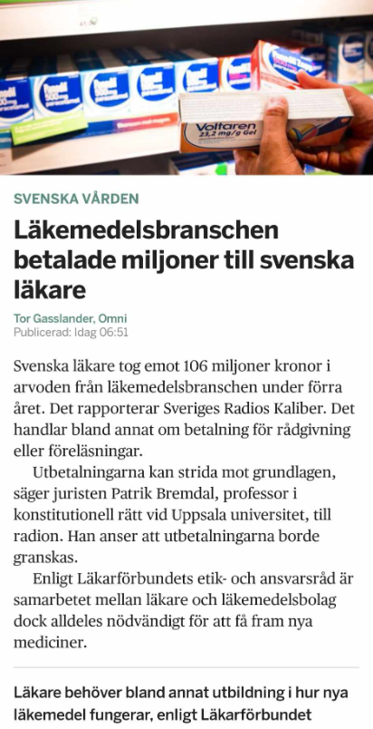 Läkarbetalande Läkemedelsbransch
