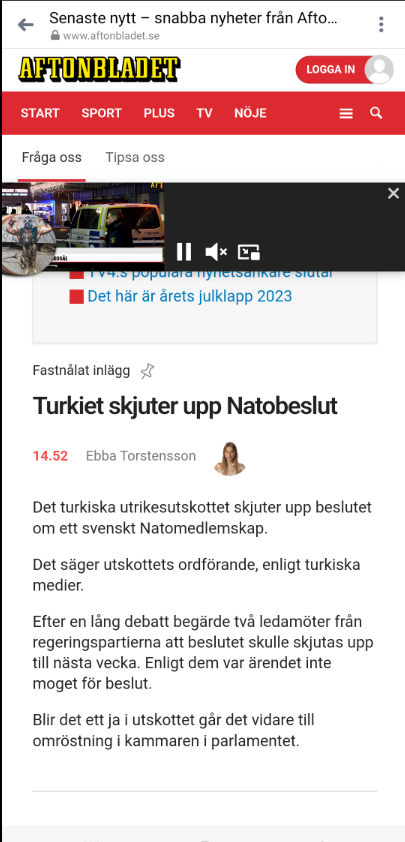 Svenskt Natomedlemskapsuppskjutande Turkiet