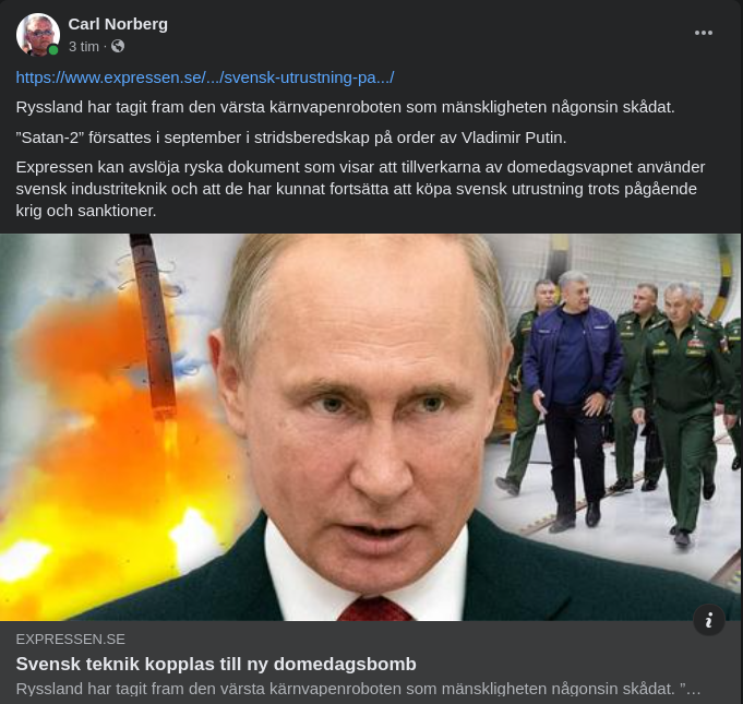 Putins Domedagsvapen & Svenska Kopplingar