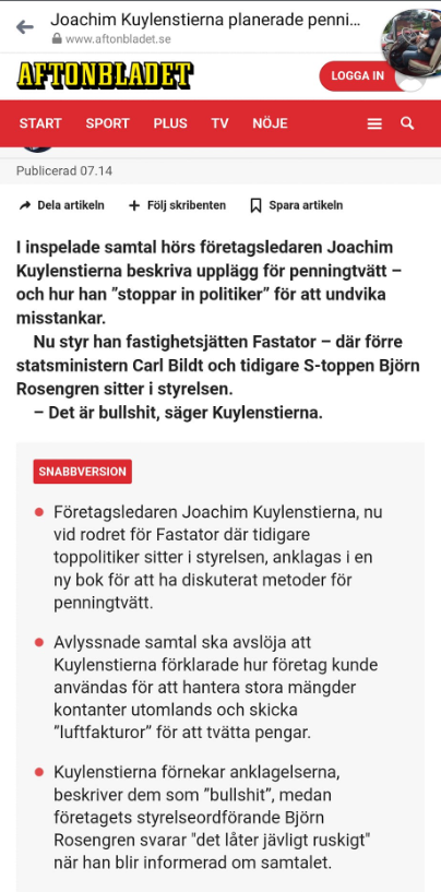 Inspelade Penningtvättssamtal & Instoppade Politiker