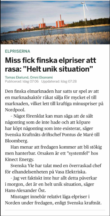 Finsk Elprismiss