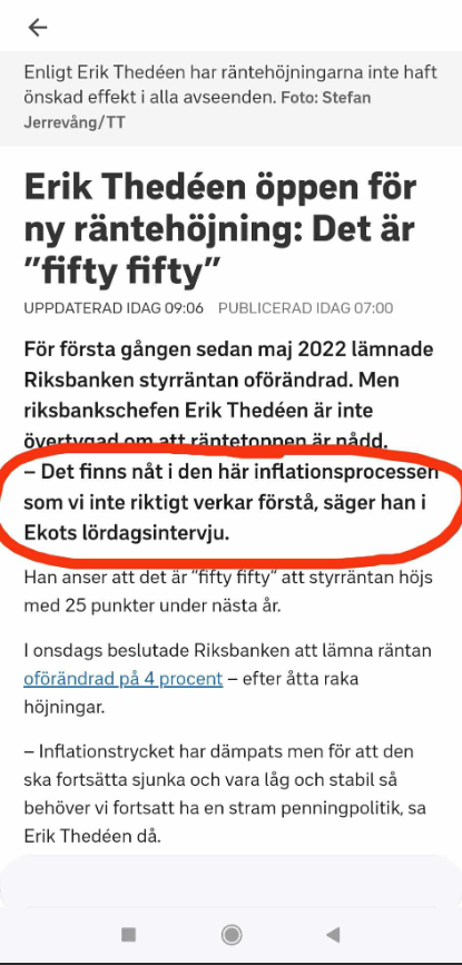 Inflationsoförstående Riksbankschef