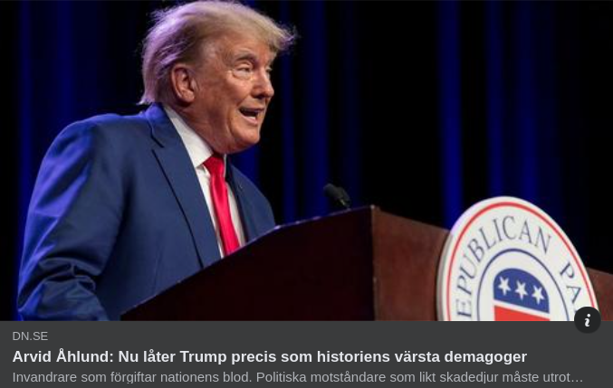 Demagoglåtande Trump I DN