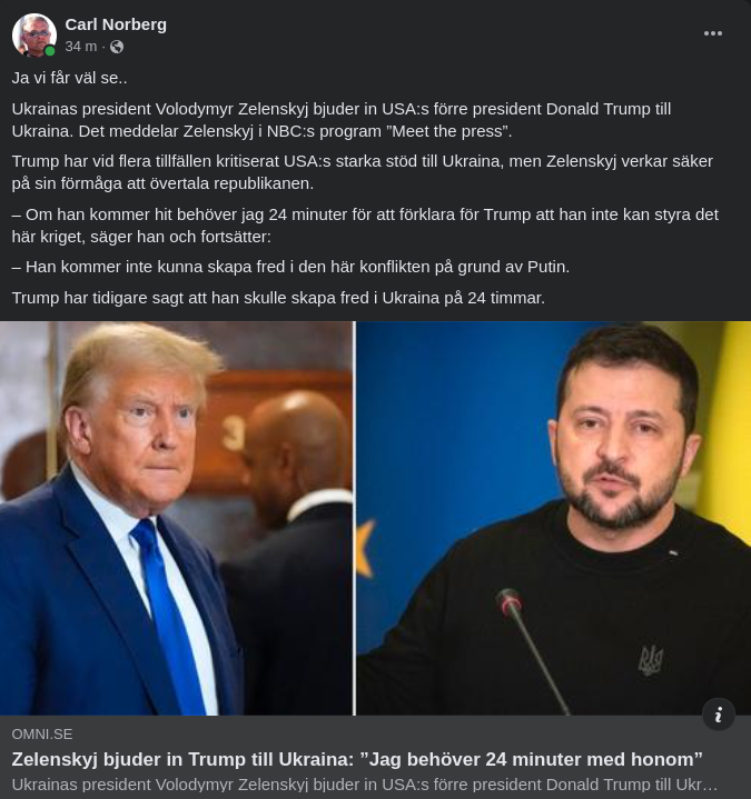 Zelensky Bjuder In Trump