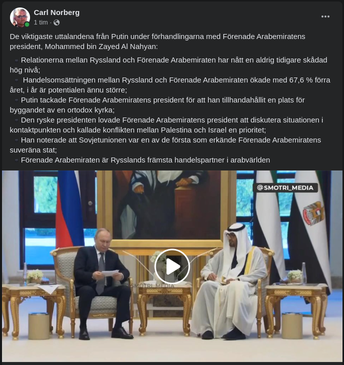 Sagt Av Putin I Förenade Arabemiraten