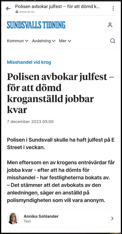 Polisavbokad Julfest I Sundsvall