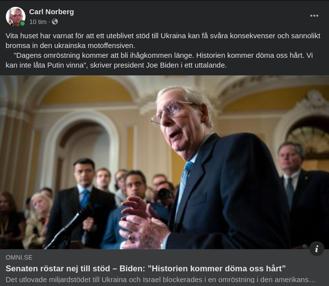 Senatsnej Till Ukrainastöd