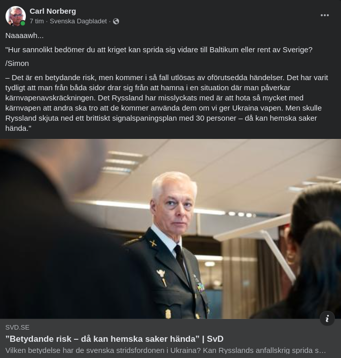 Betydande Krigsspridningsrisk