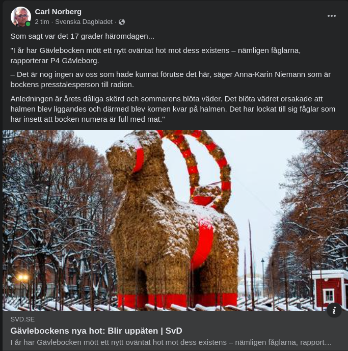 Fågelmatsnyttig Gävlebock I Kylan