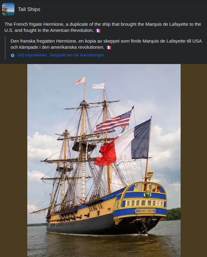 Franska Fregatten Hermione Duplicerad