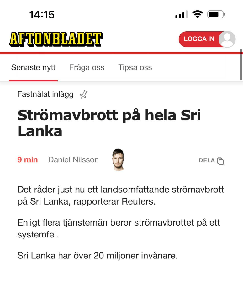 Sri Lanka Utan Ström