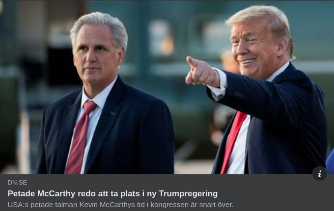 McCarthy Redo För Plats Hos Trump