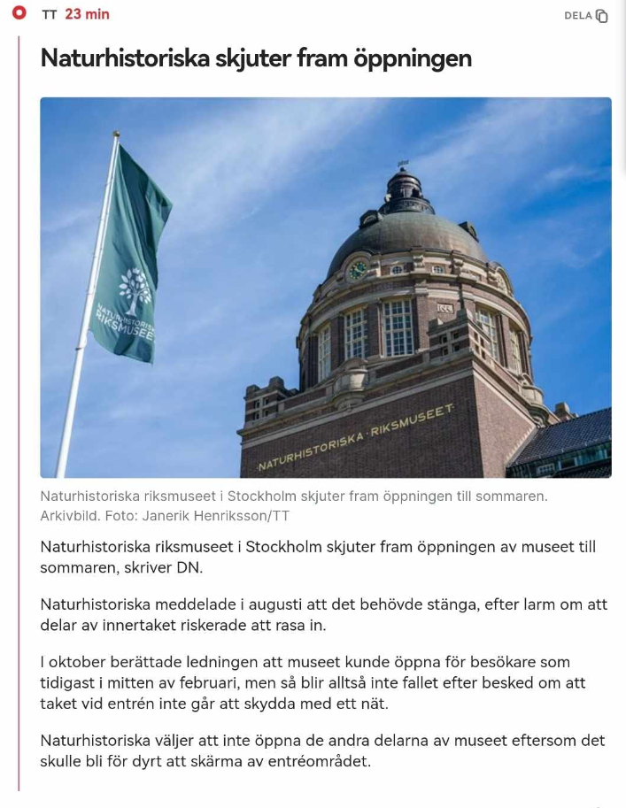 Öppningsframskjutande Naturhistoriska