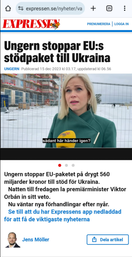 Ungern Stoppar EU-Stöd Till Ukraina