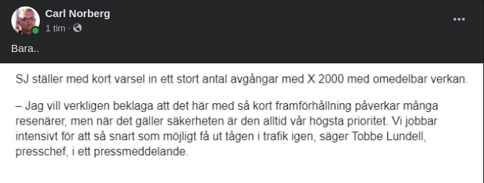 Kortvarslade X-2000 Avgångar