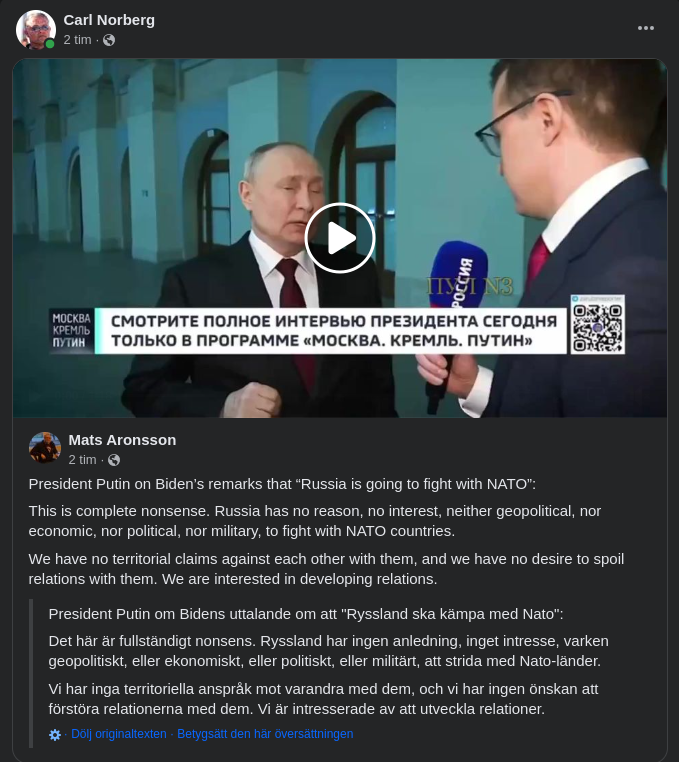 Krigiskt Ointresserat Ryssland