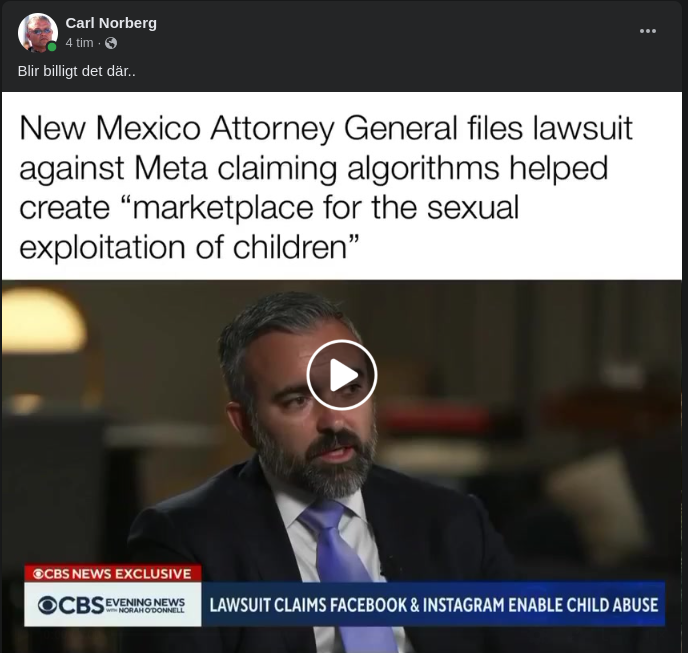 Meta I Rätten För Algoritmhjälpskapad Barnporrexploateringsmarknad
