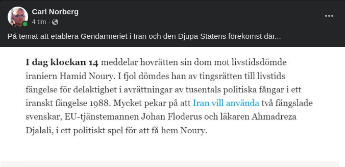 Fångutväxling För Svenskdömd Iranier?