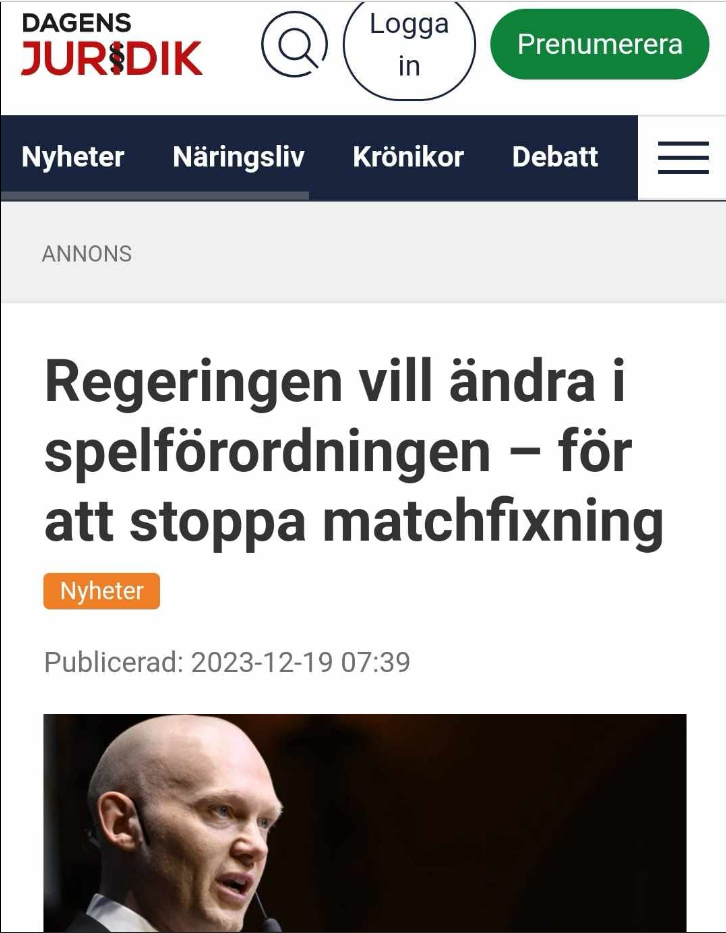 Regeringsvilja Att Stoppa Matchfixning
