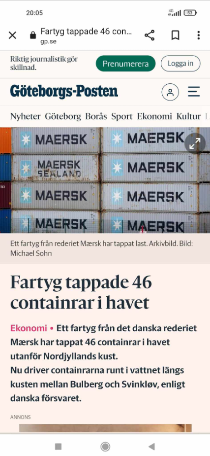 46 Containrar Tappade
