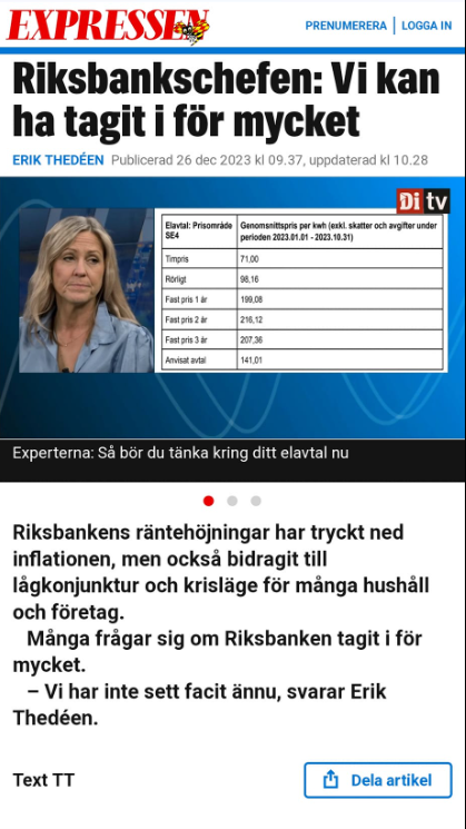 Thedéen & Ekonomin I Expressen
