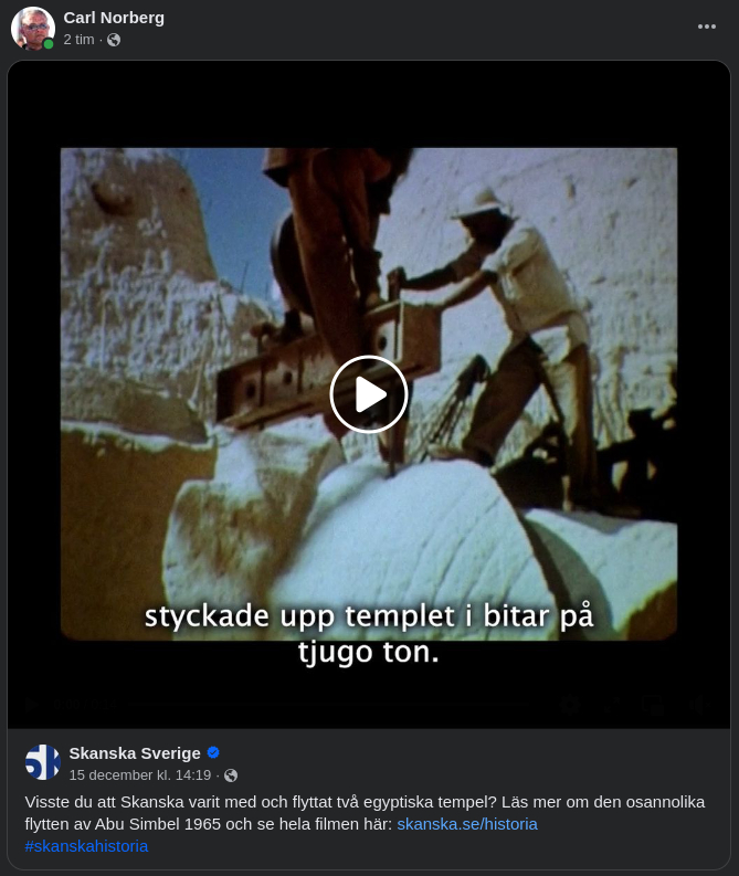 När Skanska Sågade Egyptiska Tempel