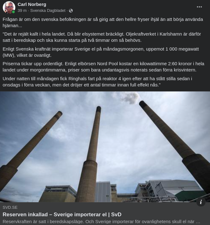 Kyligt Tänkt Elpris