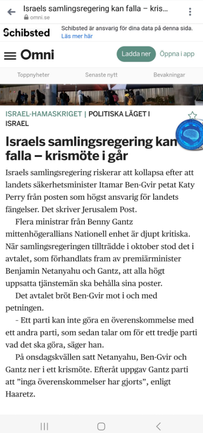 Israeliskt Regeringsfall?..