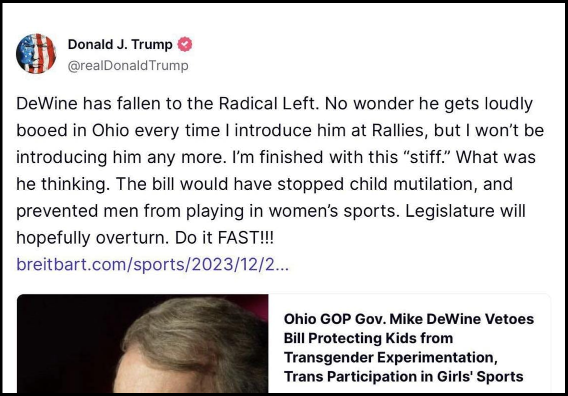 Trump Färdig Med DeWine