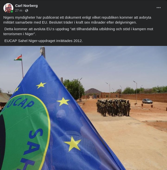 Niger Avslutar Militärt EU-Samarbete