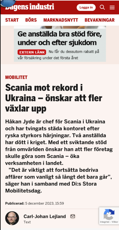 Scania Mot Ukraina-Rekord